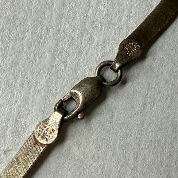 Vintage Marked 925 Sterling Silver Thick Heavy Flat Snake Chain MADE IN ITALY - Picture 6 of 6